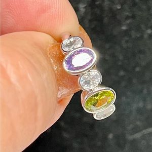 Two color ring band style bezel set-Feb birthday